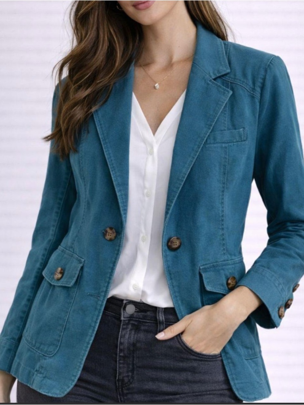 Gap Blazer‎ 100% Cotton Teal Blue​
